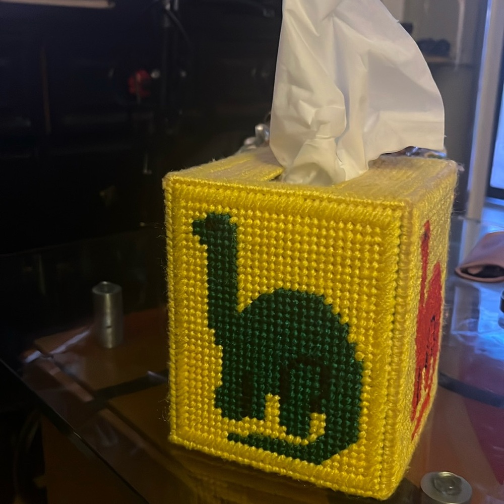 Needlepoint Dinosaur tissue box cover
